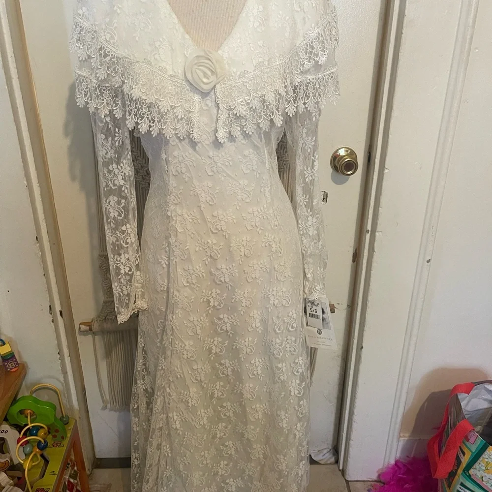 NWT Vintage 1980’s Jessica McClintock Lace bridal Wedding Dress Sz 5/6 - Picture 10 of 12